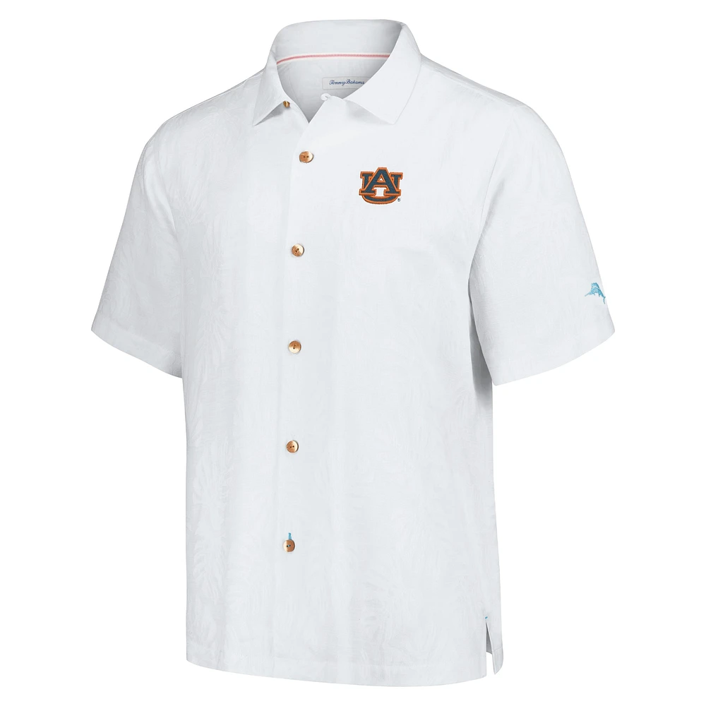 Chemise boutonnée Tommy Bahama blanche Auburn Tigers Castaway Game Camp pour hommes