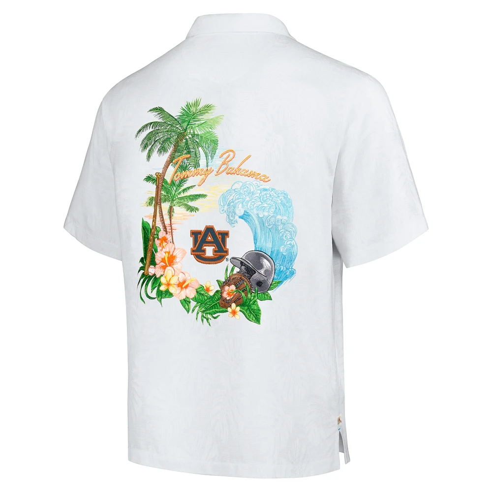 Chemise boutonnée Tommy Bahama blanche Auburn Tigers Castaway Game Camp pour hommes