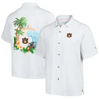 Chemise boutonnée Tommy Bahama blanche Auburn Tigers Castaway Game Camp pour hommes