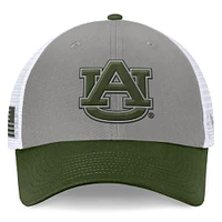 Men's Top of the World Gray/Green Auburn Tigers OHT Military Appreciation Badge Trucker Adjustable Hat