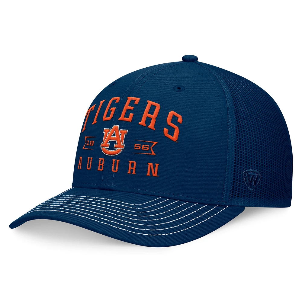 Casquette réglable Top of the World Navy Auburn Tigers Carson Trucker pour hommes