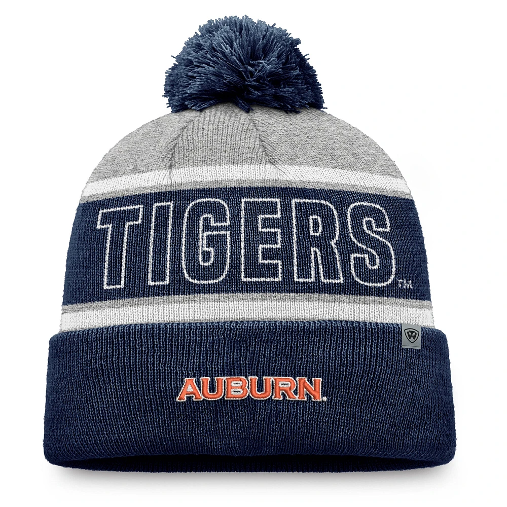 Men's Top of the World True Navy Auburn Tigers Two-Tone Cuffed Knit Hat with Pom