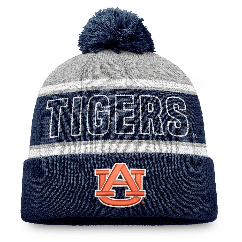 Men's Top of the World True Navy Auburn Tigers Two-Tone Cuffed Knit Hat with Pom