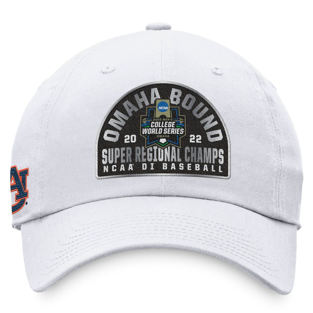 Men's Top of the World White Auburn Tigers 2022 NCAA Men's Baseball Super Regional Champions Locker Room Adjustable Hat