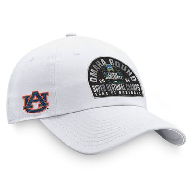 Men's Top of the World White Auburn Tigers 2022 NCAA Men's Baseball Super Regional Champions Locker Room Adjustable Hat