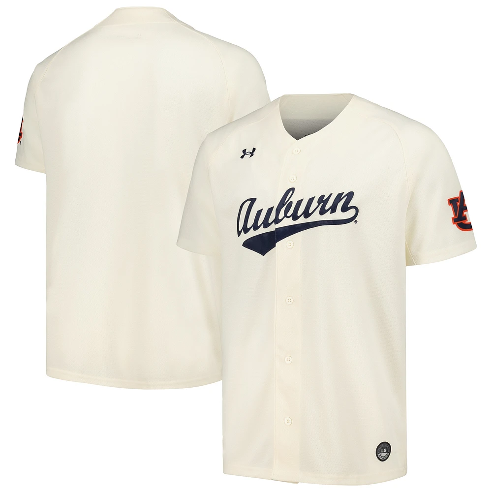 Maillot de baseball Under Armour Tigers Auburn crème pour homme