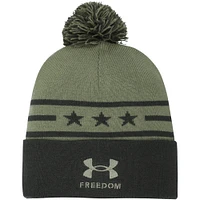 Bonnet en tricot à revers avec pompon pour homme Under Armour Forest Green Auburn Tigers Freedom Collection