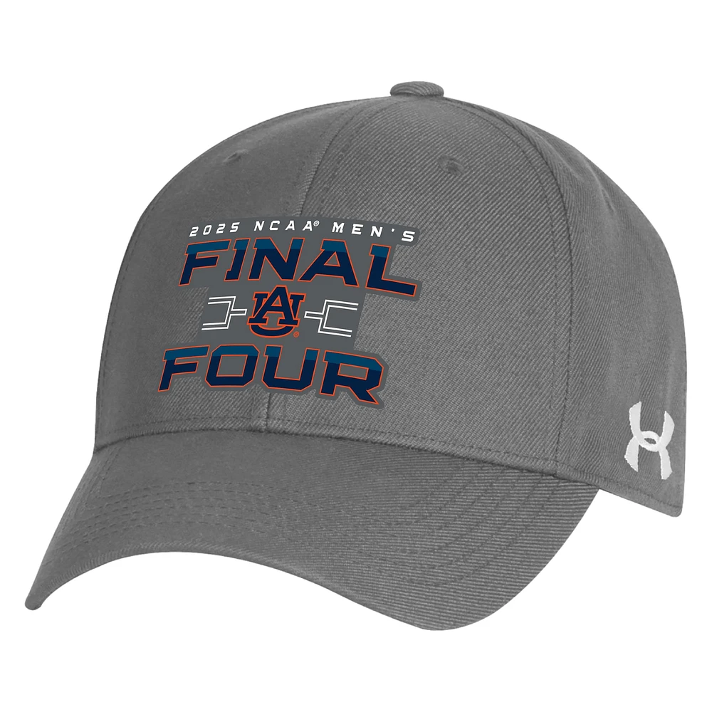 Casquette ajustable Under Armour Graphite Auburn Tigers 2025 NCAA pour homme, tournoi de basketball masculin March Madness Final Four