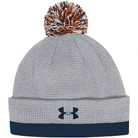 Men's Under Armour  Gray Auburn Tigers 2023 Sideline Performance Cuffed Knit Hat with Pom