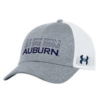 Men's Under Armour  Heather Gray Auburn Tigers 2024 Sideline Blitzing Trucker Adjustable Hat