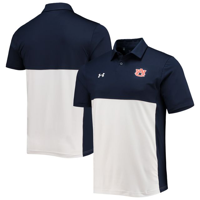 Polo Under Armour bleu marine/blanc Auburn Tigers 2022 Blocked Coaches Performance pour homme