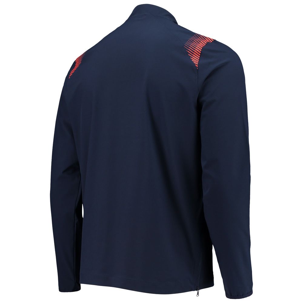 Men's Under Armour Navy Auburn Tigers 2021 Sideline Motivate Quarter-Zip Jacket