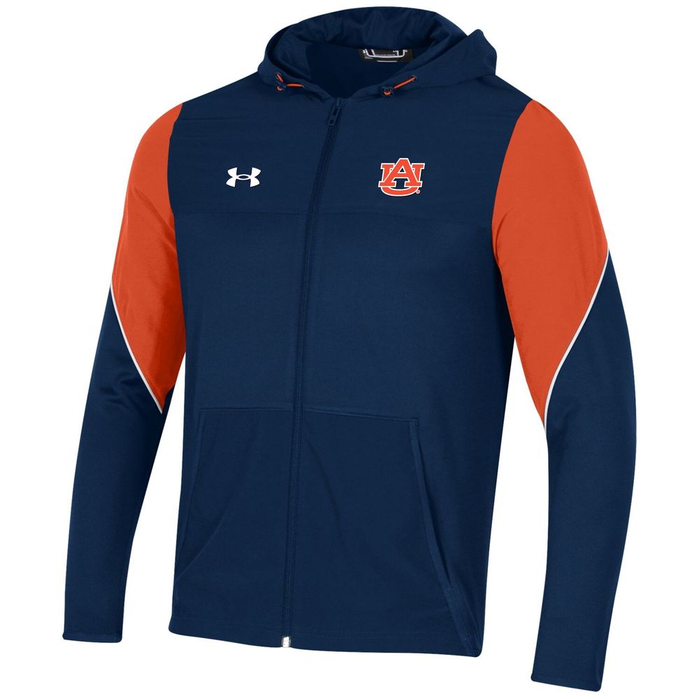 Men's Under Armour Navy Auburn Tigers 2021 Sideline Warm-Up Full-Zip Hoodie