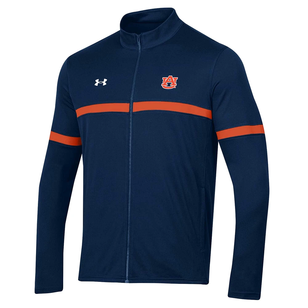 Veste entièrement zippée Under Armour Auburn Tigers Assist Warm Up pour homme, bleu marine