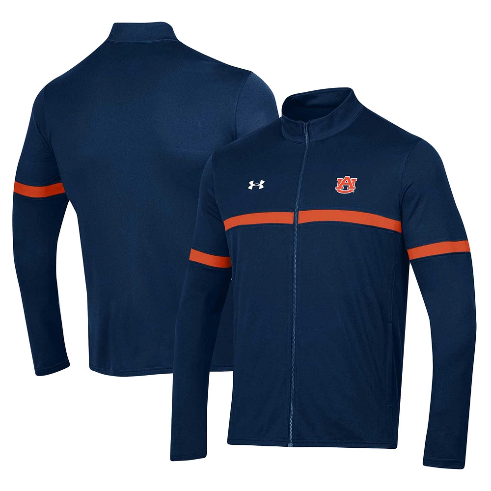 Veste entièrement zippée Under Armour Auburn Tigers Assist Warm Up pour homme, bleu marine