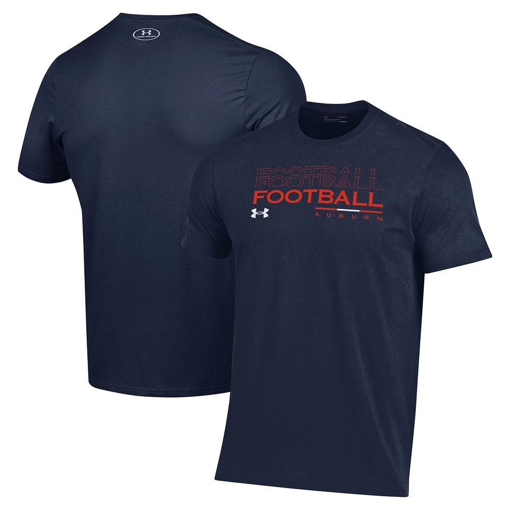 T-shirt Under Armour bleu marine Auburn Tigers 2024 Sideline Football Performance pour homme