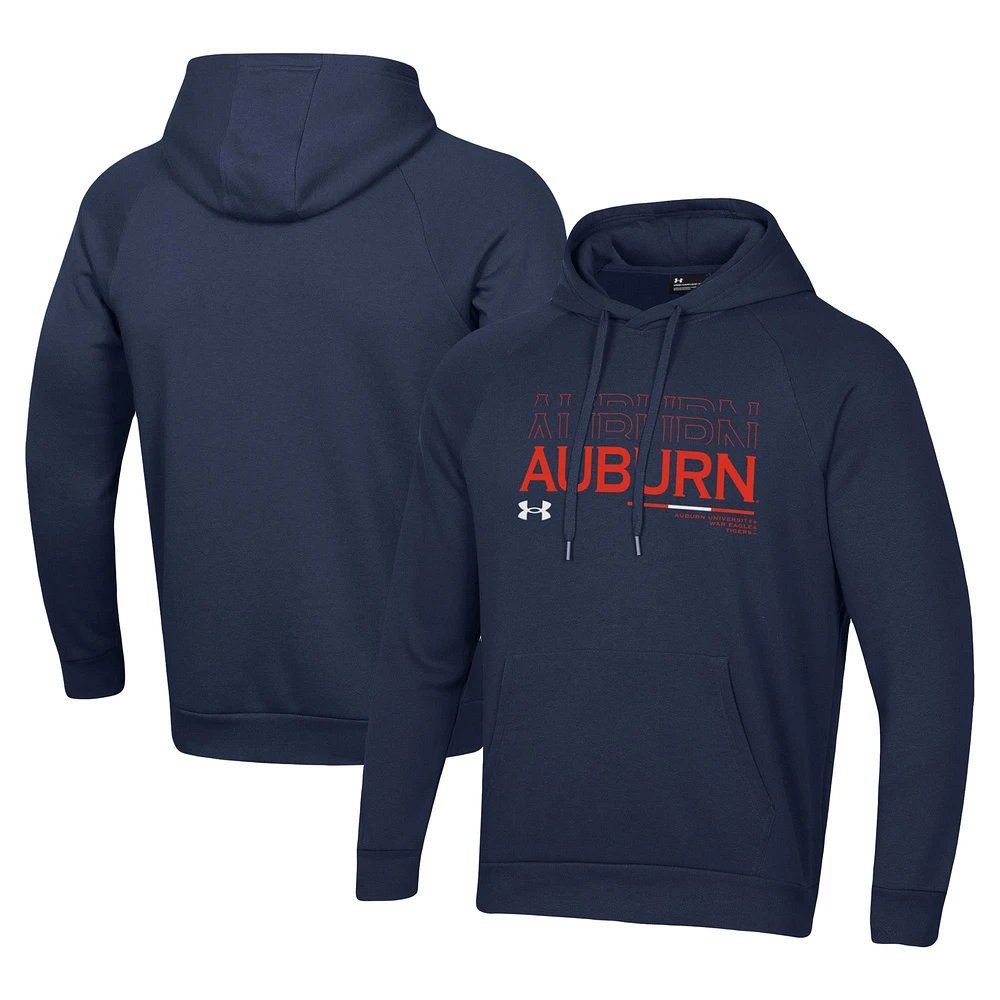 Men's Under Armour Navy Auburn Tigers 2024 Sideline Wordmark Rival Pullover Hoodie