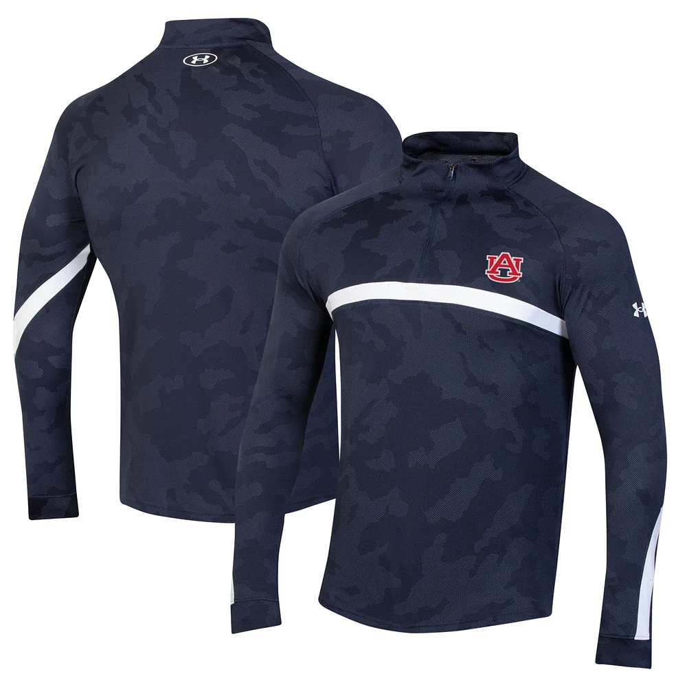 Men's Under Armour Navy Auburn Tigers Game Day Camo Raglan Quarter-Zip Top