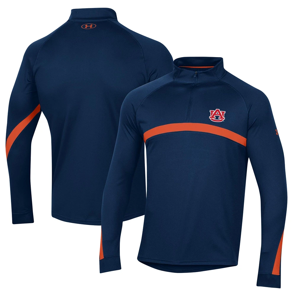 Haut raglan à quart de zip pour homme Under Armour Auburn Tigers Game Day bleu marine