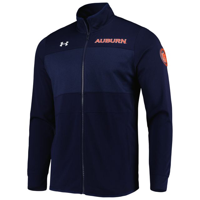 Under Armour - Veste d'échauffement en tricot à glissière pleine longueur Auburn Tigers pour homme, bleu marine