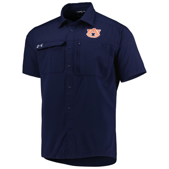 Chemise boutonnée Under Armour Tigers Auburn Motivate bleu marine pour homme