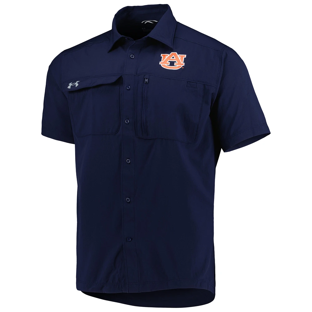 Men's Under Armour Navy Auburn Tigers Motivate Button-Up Shirt