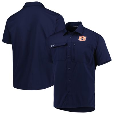 Men's Under Armour Navy Auburn Tigers Motivate Button-Up Shirt