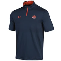 Pull à manches courtes et fermeture éclair quart de tour pour homme Under Armour Navy Auburn Tigers