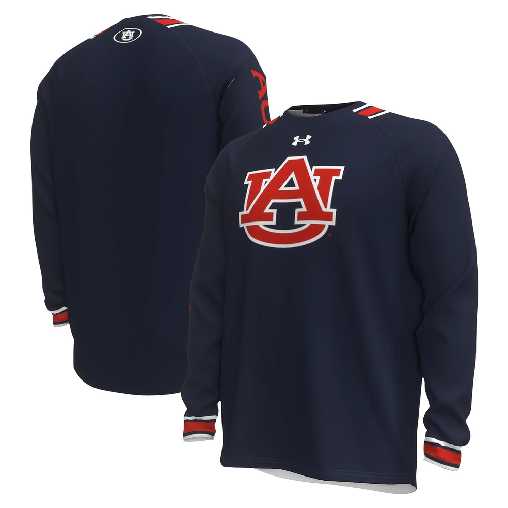 T-shirt à manches longues Under Armour Auburn Tigers Shooter Raglan bleu marine pour homme