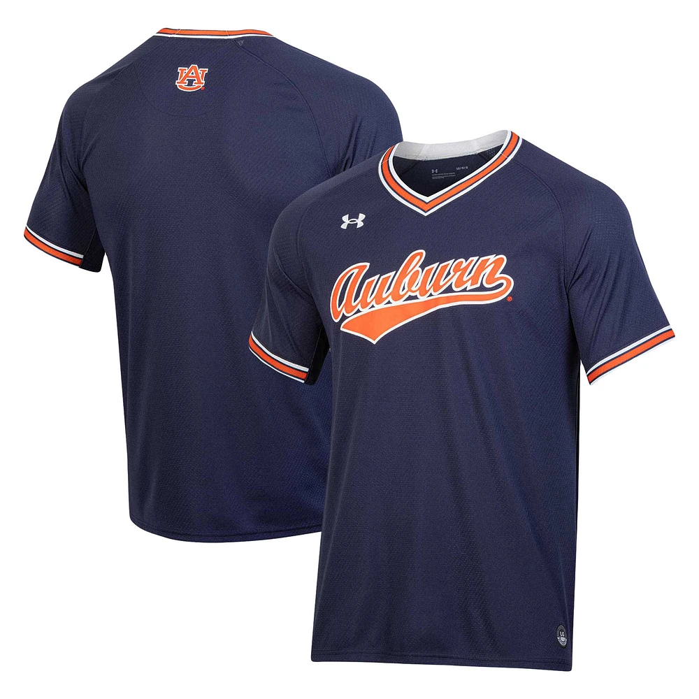 Men's Under Armour Navy Auburn Tigers Softball V-Neck Jersey