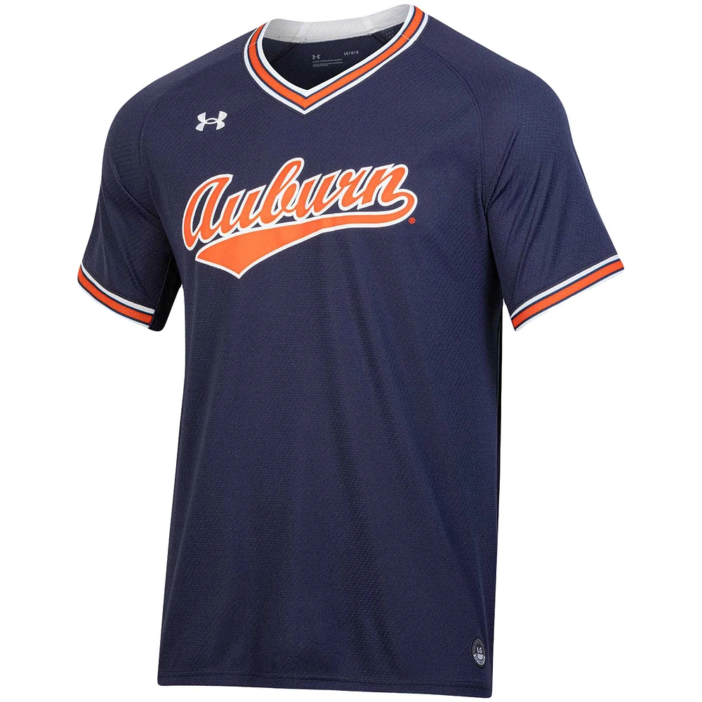 Men's Under Armour Navy Auburn Tigers Softball V-Neck Jersey