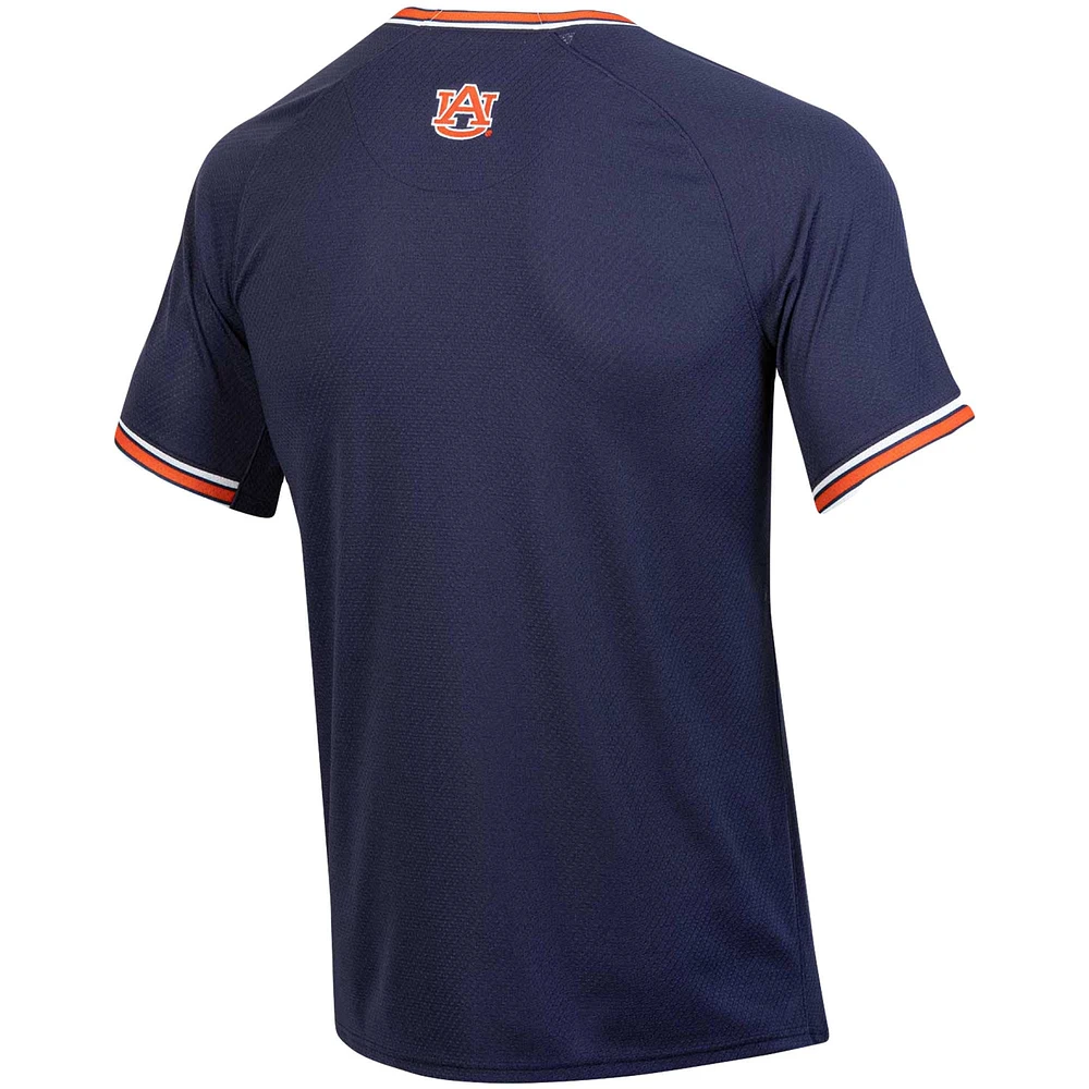 Men's Under Armour Navy Auburn Tigers Softball V-Neck Jersey