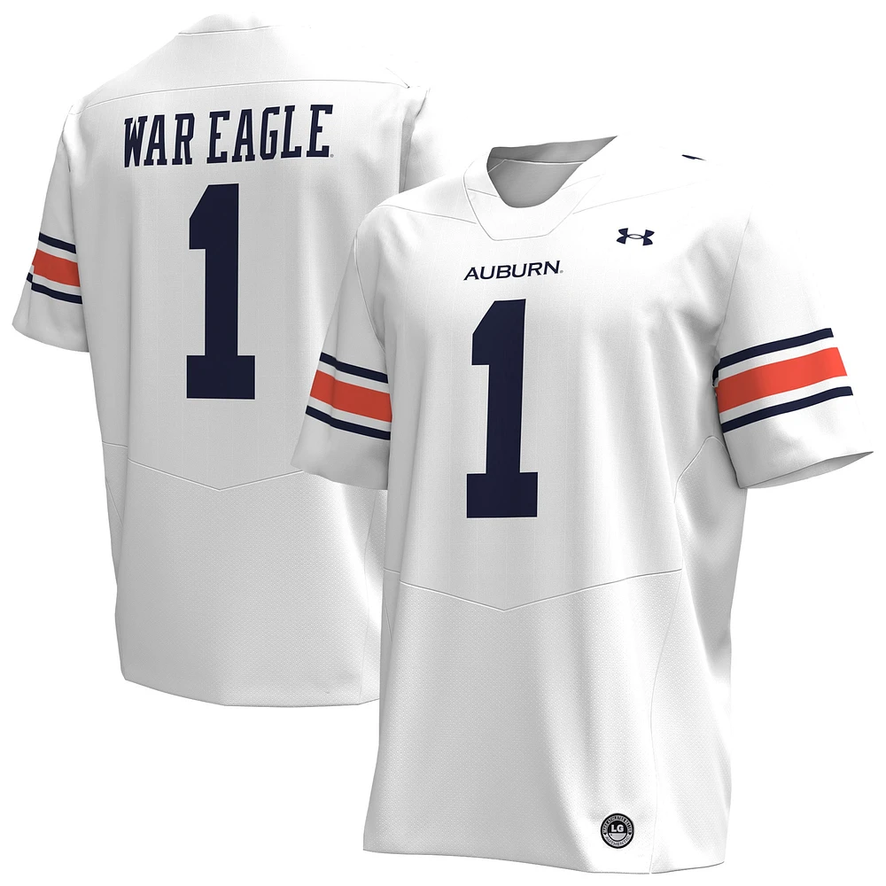 Men's Under Armour #1 White Auburn Tigers Replica Football Jersey