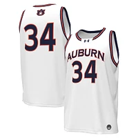 Men's Under Armour #34 White Auburn Tigers Replica Basketball Jersey