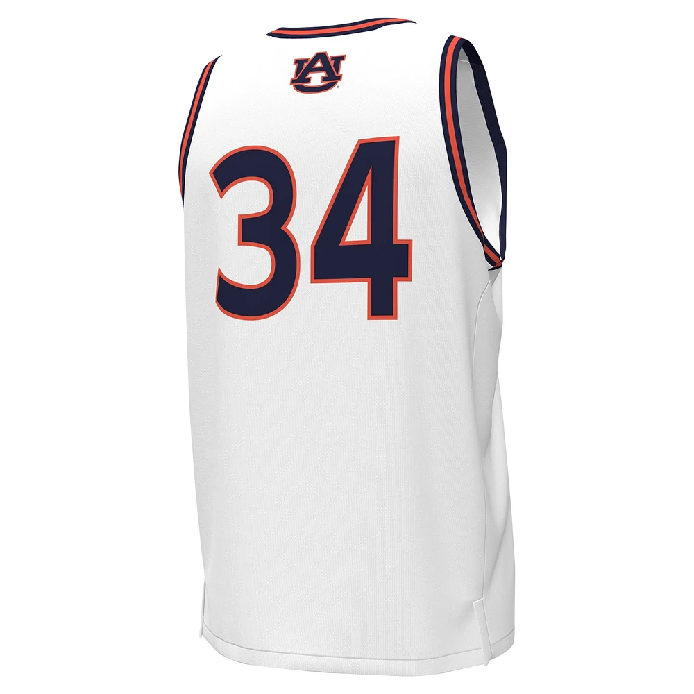 Men's Under Armour #34 White Auburn Tigers Replica Basketball Jersey