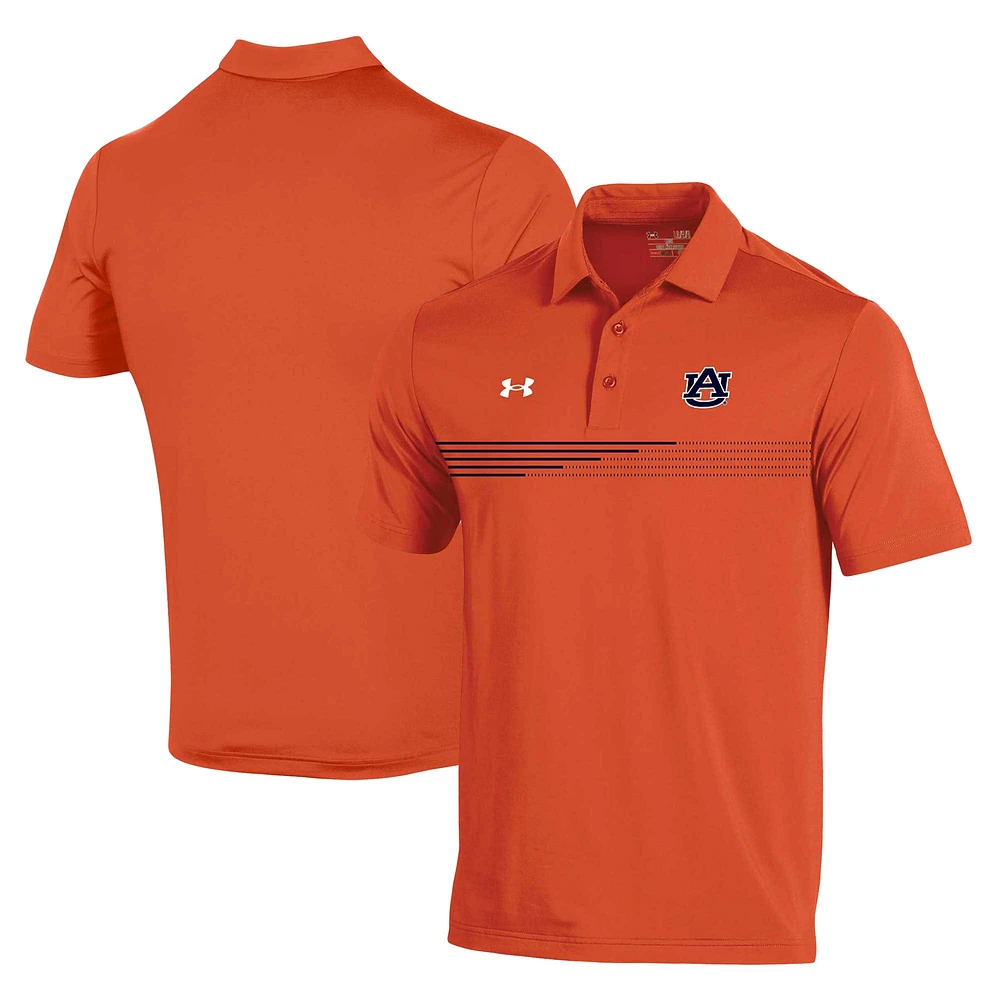 Men's Under Armour Orange Auburn Tigers Tee To Green Stripe Polo