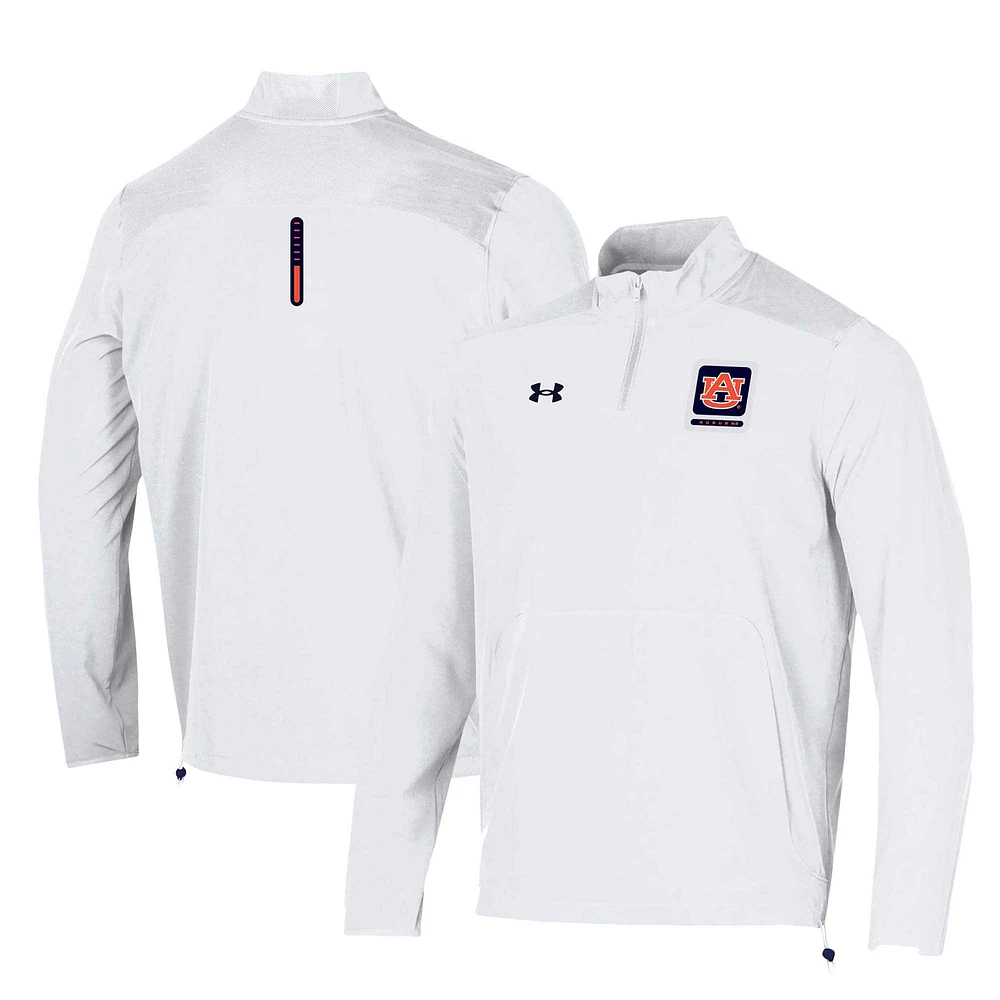 Haut à demi-zip Under Armour Auburn Tigers 2023 Motivate blanc pour homme