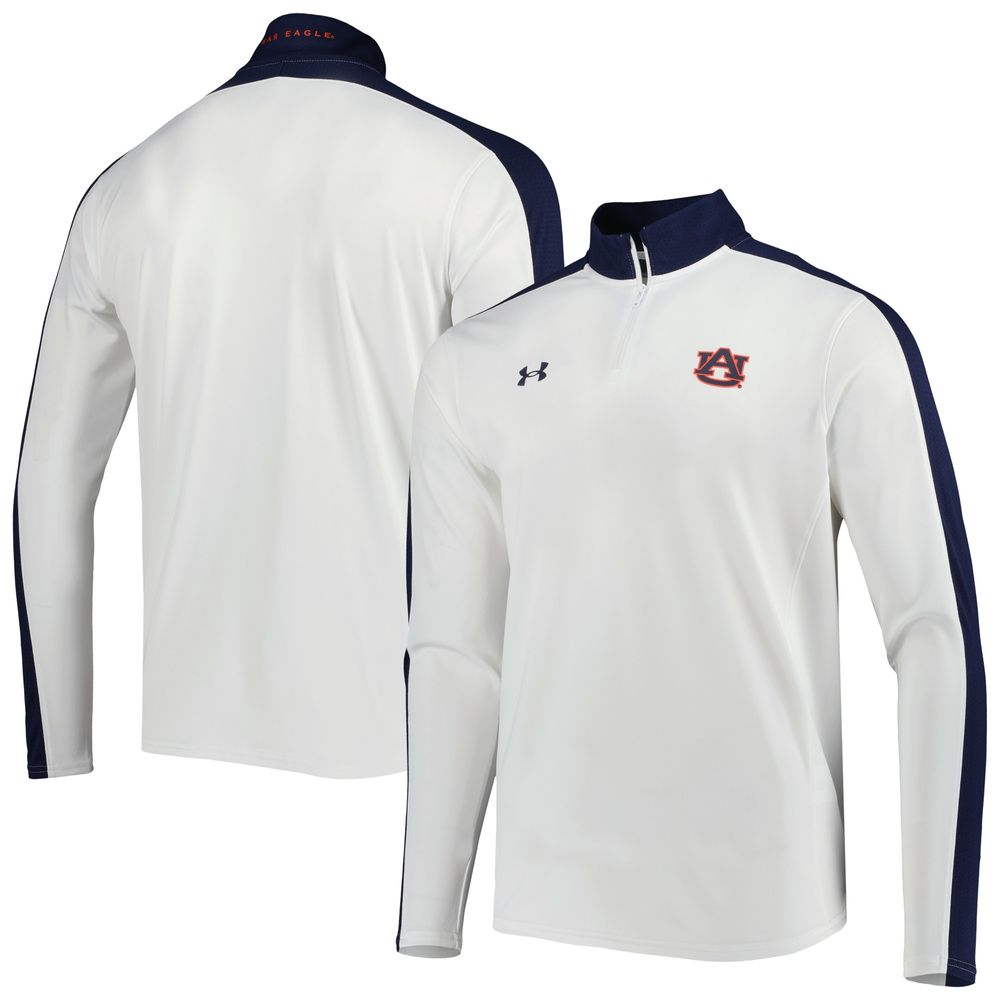 Men's Under Armour White Auburn Tigers Lightweight Mock Neck Performance Quarter-Zip Jacket