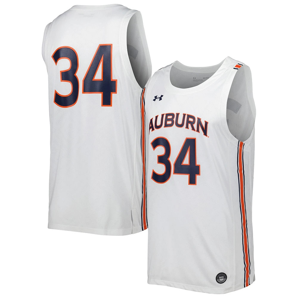 Maillot de basket-ball réplique Under Armour Auburn Tigers blanc pour homme