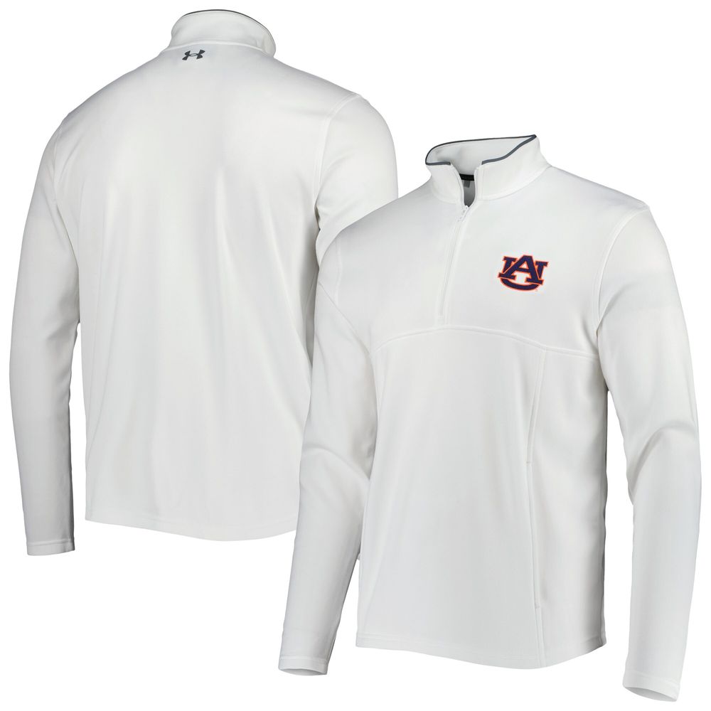 Men's Under Armour White Auburn Tigers Tempo Fleece Quarter-Zip Jacket