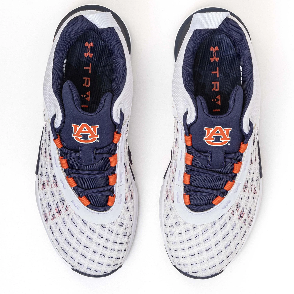 Men's Under Armour  White Auburn Tigers TriBase Reign 5 Training Shoes