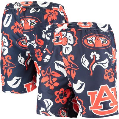 Men's Wes & Willy Navy Auburn Tigers Floral Volley Swim Trunks