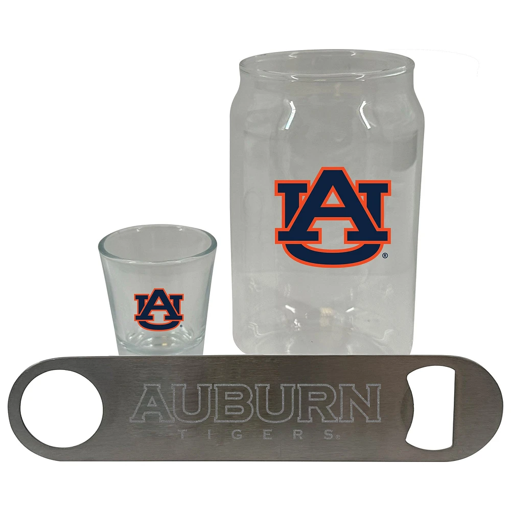 The Memory Company Auburn Tigers Three-Pack Beer Glass, 2oz. Shot Glass & Bottle Opener Set