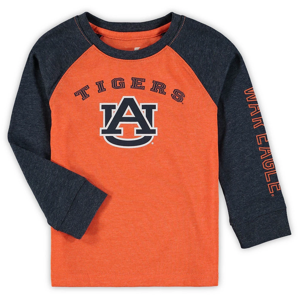 Toddler Colosseum Heathered Orange Auburn Tigers Long Sleeve Raglan T-Shirt