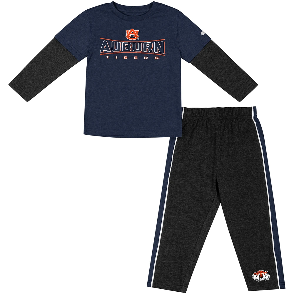 Ensemble t-shirt et pantalon à manches longues Colosseum bleu marine/noir Auburn Tigers pour tout-petit