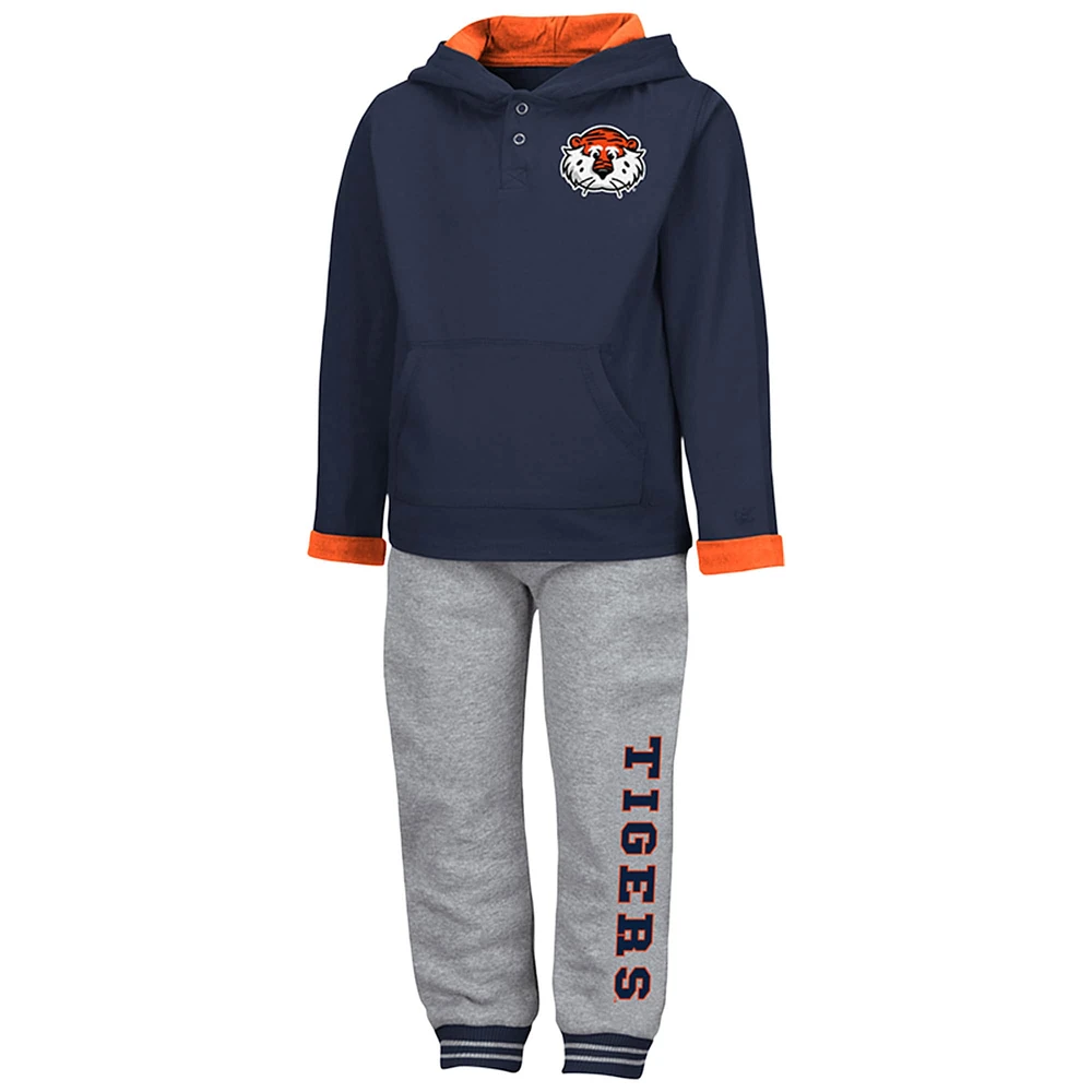 Ensemble sweat à capuche et pantalon de survêtement Auburn Tigers Poppies bleu marine/gris chiné pour tout-petit