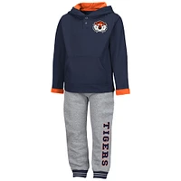 Ensemble sweat à capuche et pantalon de survêtement Auburn Tigers Poppies bleu marine/gris chiné pour tout-petit