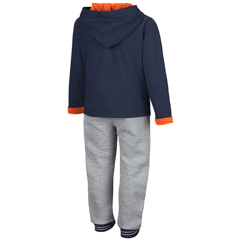 Ensemble sweat à capuche et pantalon de survêtement Auburn Tigers Poppies bleu marine/gris chiné pour tout-petit