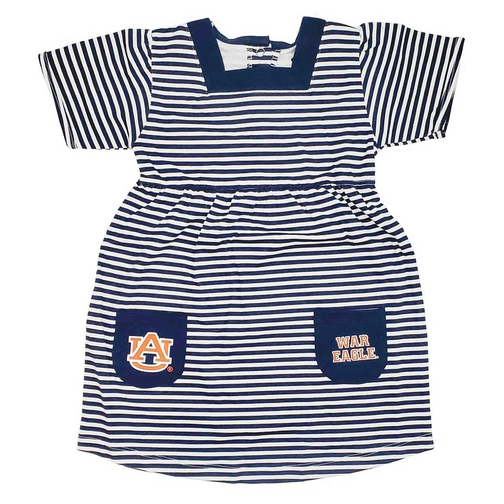 Toddler Little King  Navy Auburn Tigers Striped Dress with Pockets