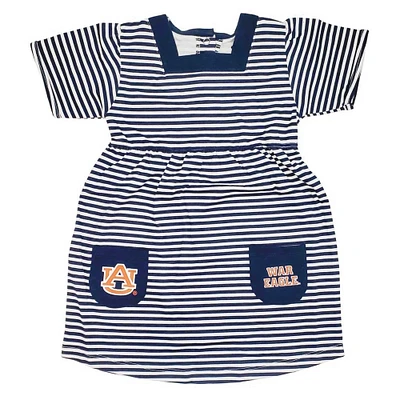 Toddler Little King  Navy Auburn Tigers Striped Dress with Pockets